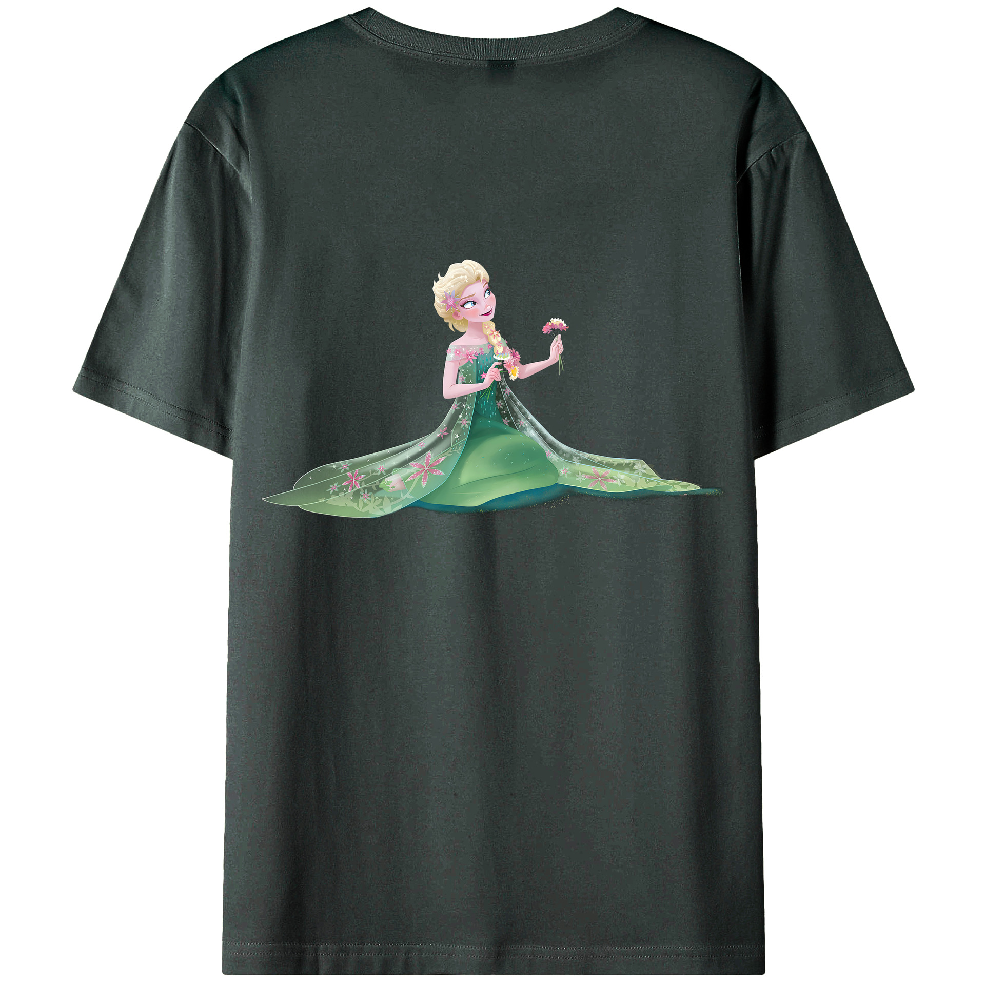 （画像用） アナと雪の女王 アンナ エルサ Frozen Anna Elsa 綿100％ メンズ半袖Tシャツ（バックプリント） 通気性
